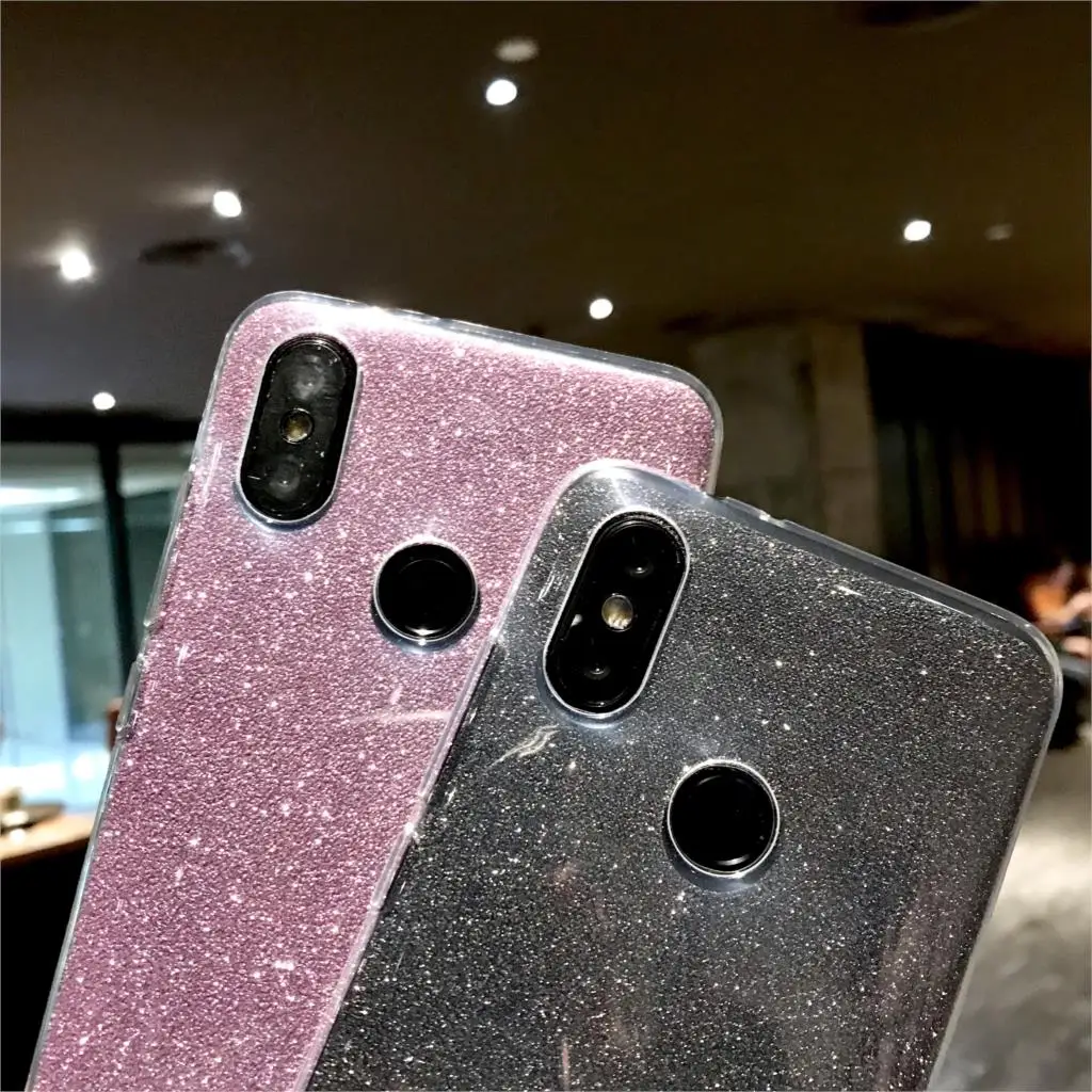 Glitter 2 in 1 TPU Silicone Case ON For XiaoMi RedMi 6 Pro 6A 5 5A 4A 3S Note 3 4 4X Plus iphone XS MAX XR X 6s 7 8 Cover |