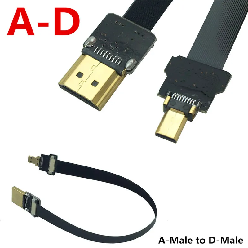 

FPV Micro HDMI-compatible Male to HDMI-compatible Male FPC Flat Cable for Multicopter Aerial Photography 5cm-80cm