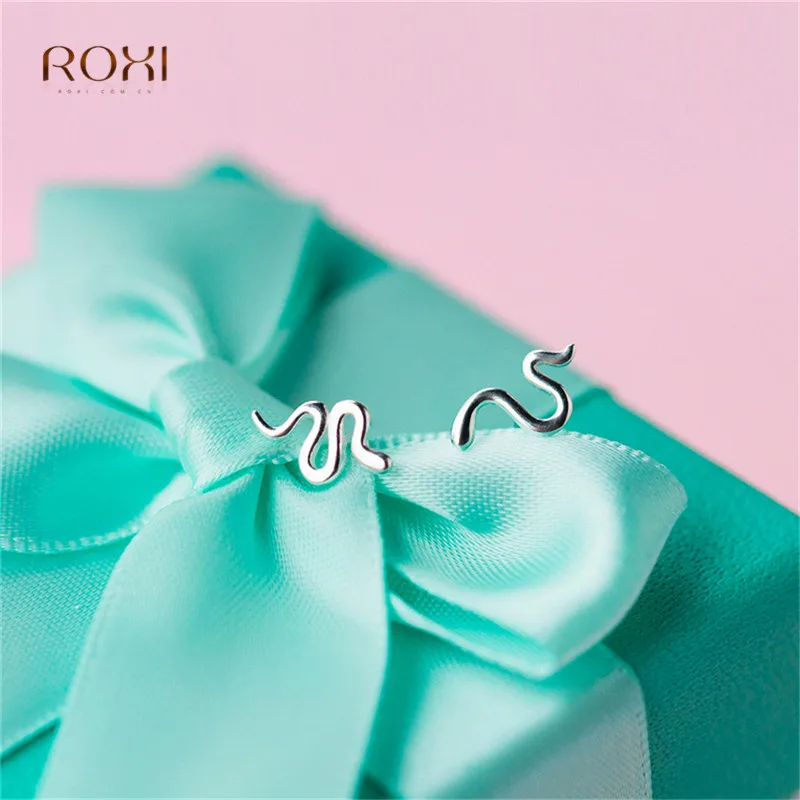 ROXI антиаллергенные серьги-гвоздики в виде змеи для женщин 925 пробы Серебряные Серьги очаровательные маленькие серьги в виде животных пирсинг