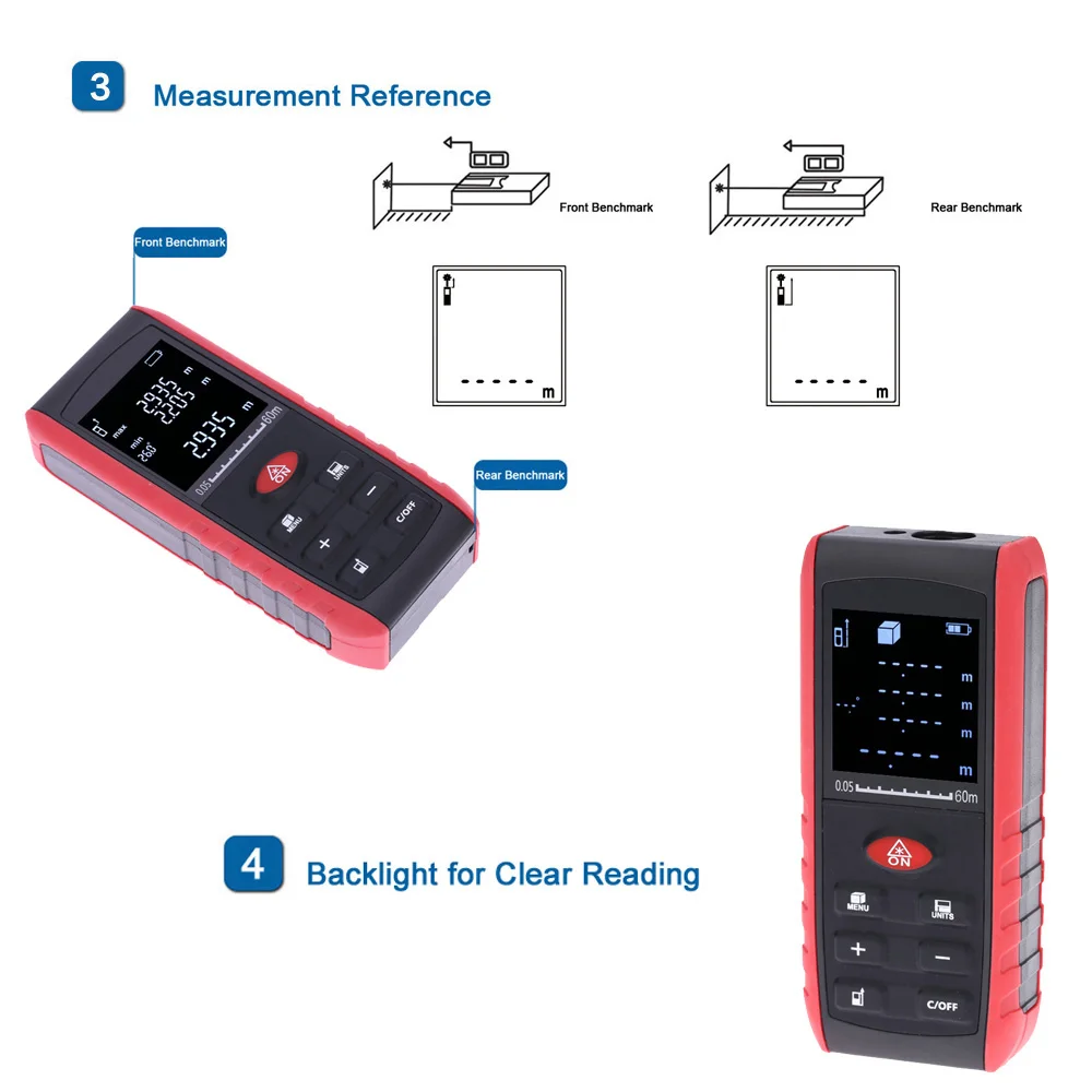 

Digital 60M 40M Laser Rangefinder Distance Meter Laser Tape Measure Tool Range Finder Free Shipping