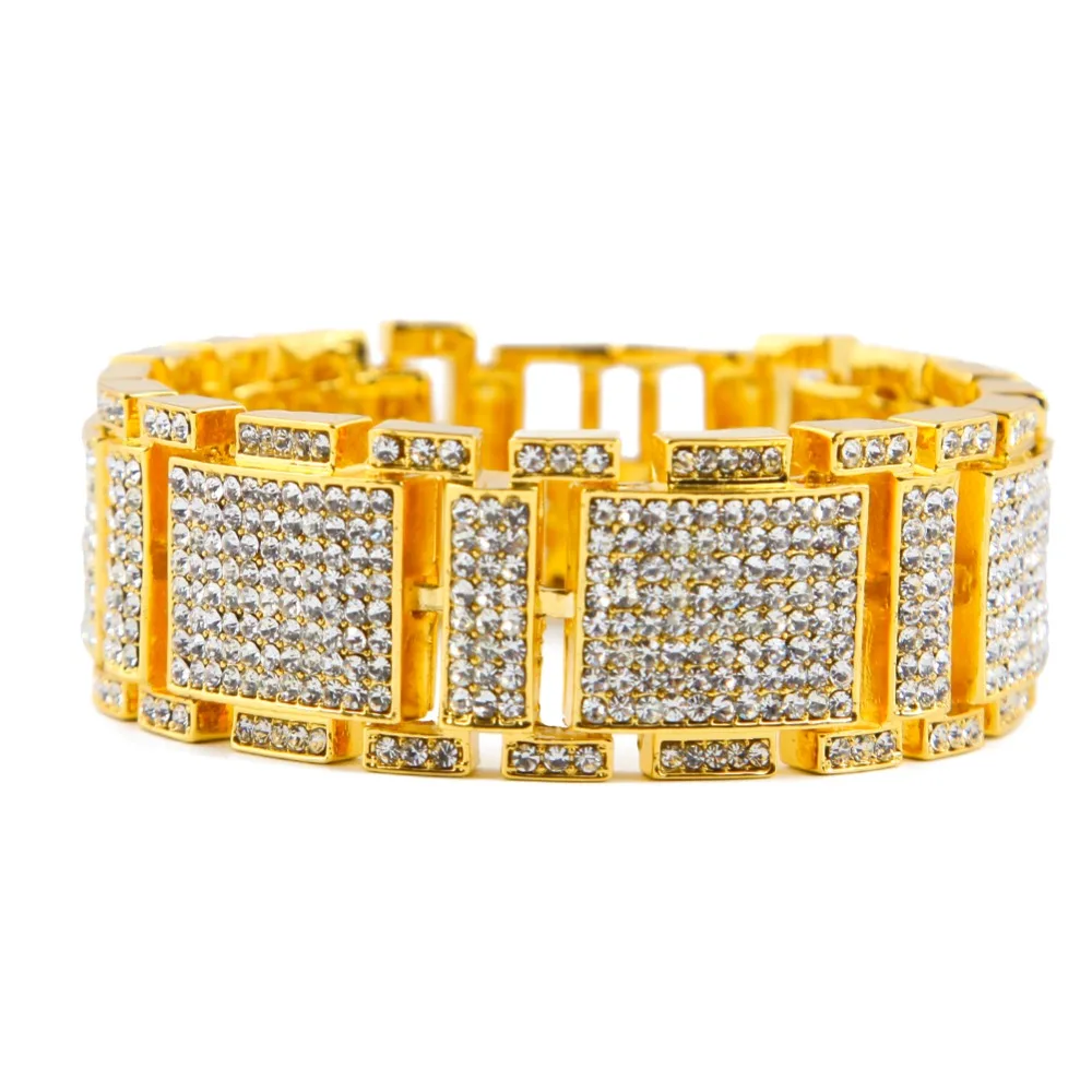 Браслет в стиле хип хоп мужской роскошный браслет с искусственными стразами