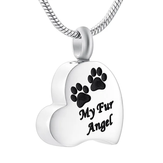 Ожерелье для урны домашних животных из нержавеющей стали в форме сердца/квадрата/прямоугольника/креста с двумя отпечатками лап собаки - ювелирные изделия для кремации.