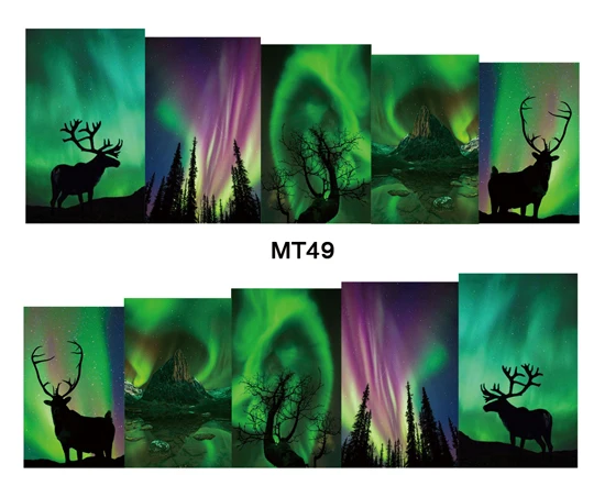 Наклейка для ногтей с полным покрытием MT49 переводная наклейка зеленым северным