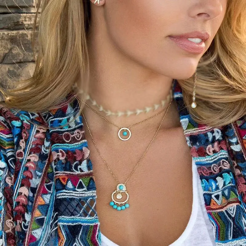 SLJELY Luxury Brand 925 Sterling Silver Micro Cubic Zirconia Green Stones Double Strand Necklace With Beads Women Jewelry | Украшения и