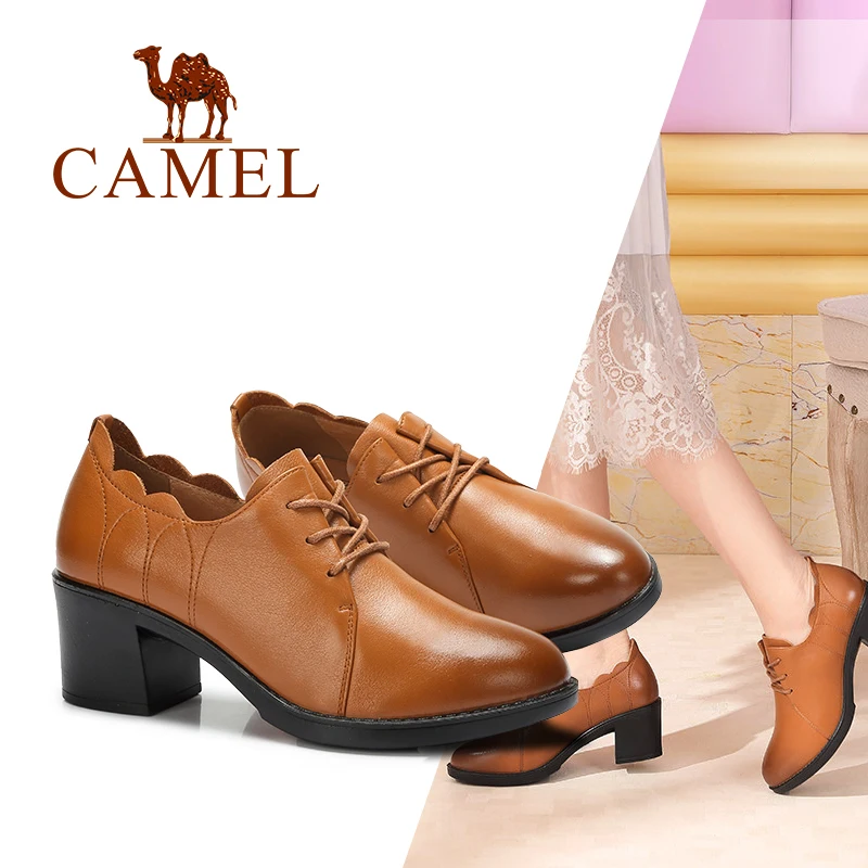 CAMEL/Женская обувь из натуральной кожи на шнуровке женские туфли-лодочки толстом