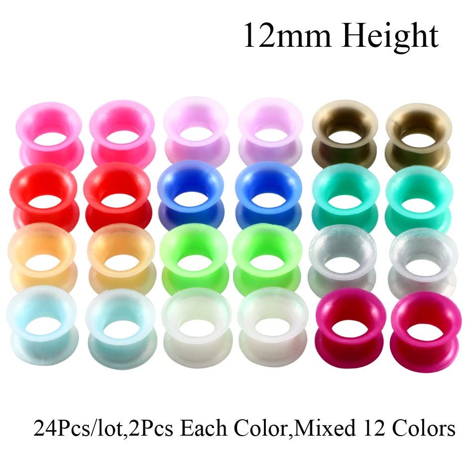 24 шт./лот силиконовые гибкие тонкие двойные расклешенные ушные туннели