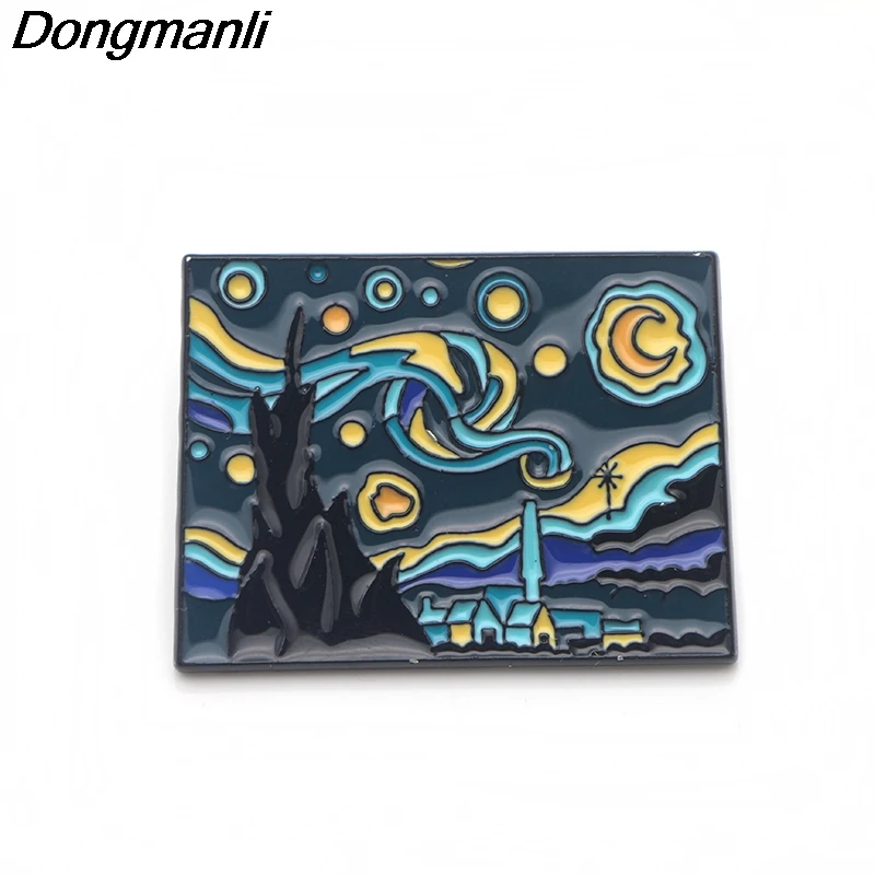 DMLSKY Van Gogh художественная брошь Звездная ночь эмалевые булавки для женщин мужчин