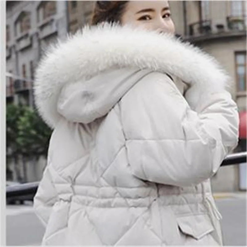 Модные зимние женские куртки с капюшоном и большим меховым воротником 2018