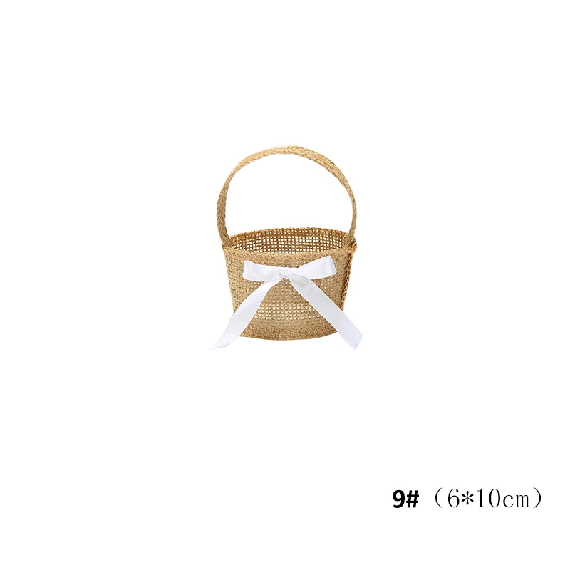 10 шт. корзинка для конфет Свадебный принт льняная джутовая маленькая корзина подарочные сумки на шнурке мешки для конфет, свадебный набор с Лансом