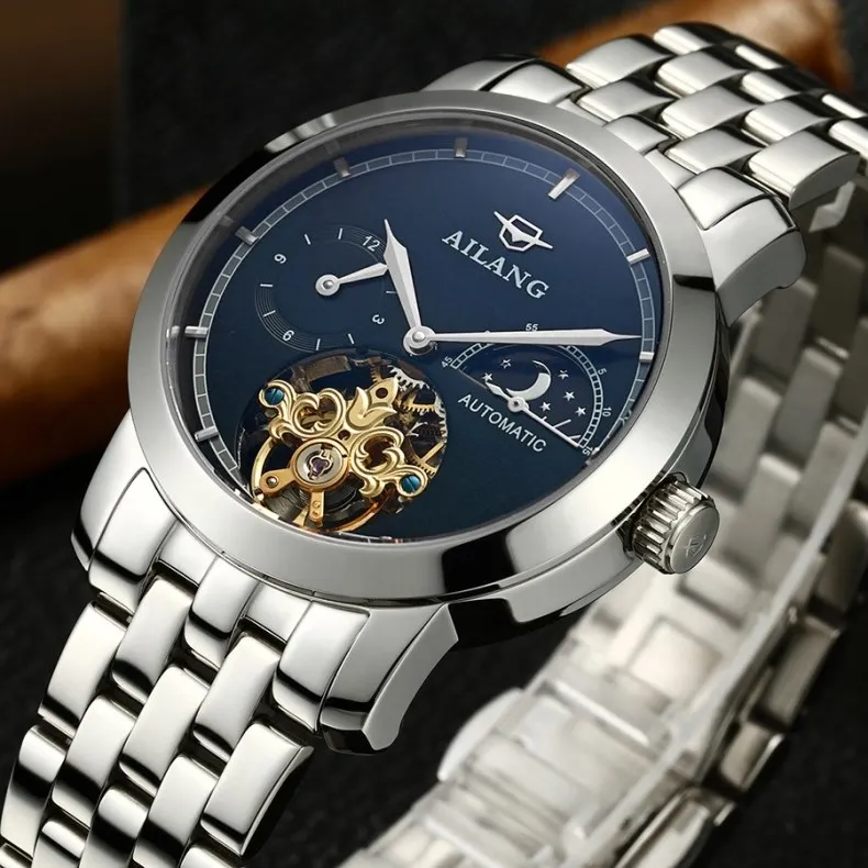 Высокое качество AILANG Tourbillon Мужские часы лучший бренд люкс Сапфир водонепроницаемые автоматические механические часы, мужские часы