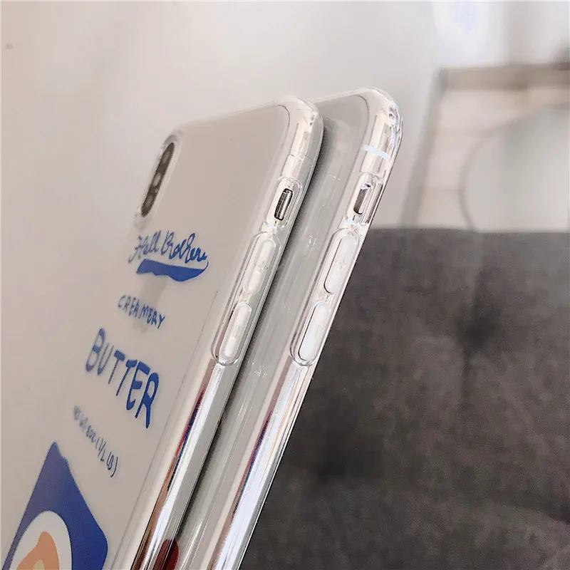 Чехол для iphone X 6 S 7 8 Plus полностью прозрачный чехол из ТПУ с узором хлеб пары XR XS MAX |