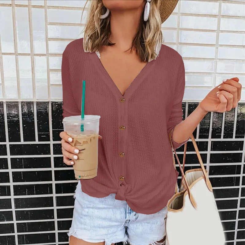 Женские повседневные топы больших размеров летние свободные с v-образным вырезом