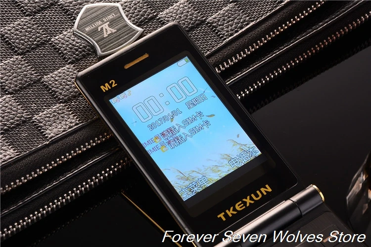 Original TKEXUN M2 Flip Metal Body Phone Dual Screen Big Battery Big Keyboard 3.0 Handwriting Screen Mobile Cellphone Clamshell
