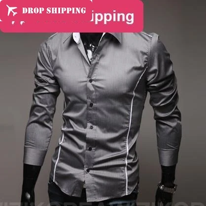 Camisa masculina, мужская повседневная рубашка с длинным рукавом и принтом, приталенные мужские рубашки, camisa social masculina