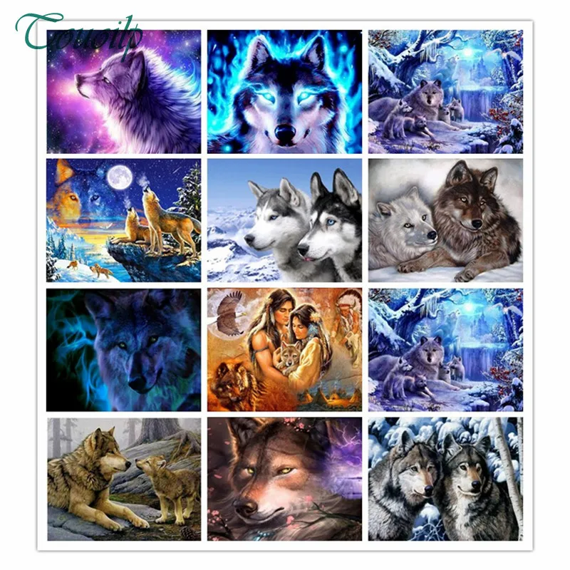 

Touoilp 5D Diamond Painting Animals wolves Cross Stitch Diamond Mosaic picture Diy Diamond Embroidery home decor sticker gifts