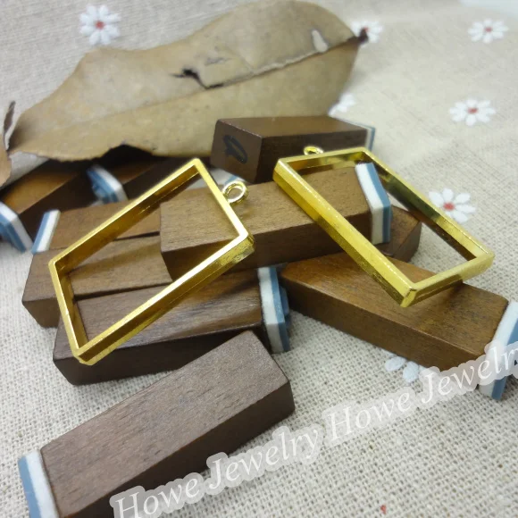 30 шт Подвески полые прямоугольная рамка кулон золотой цвет цинковый сплав