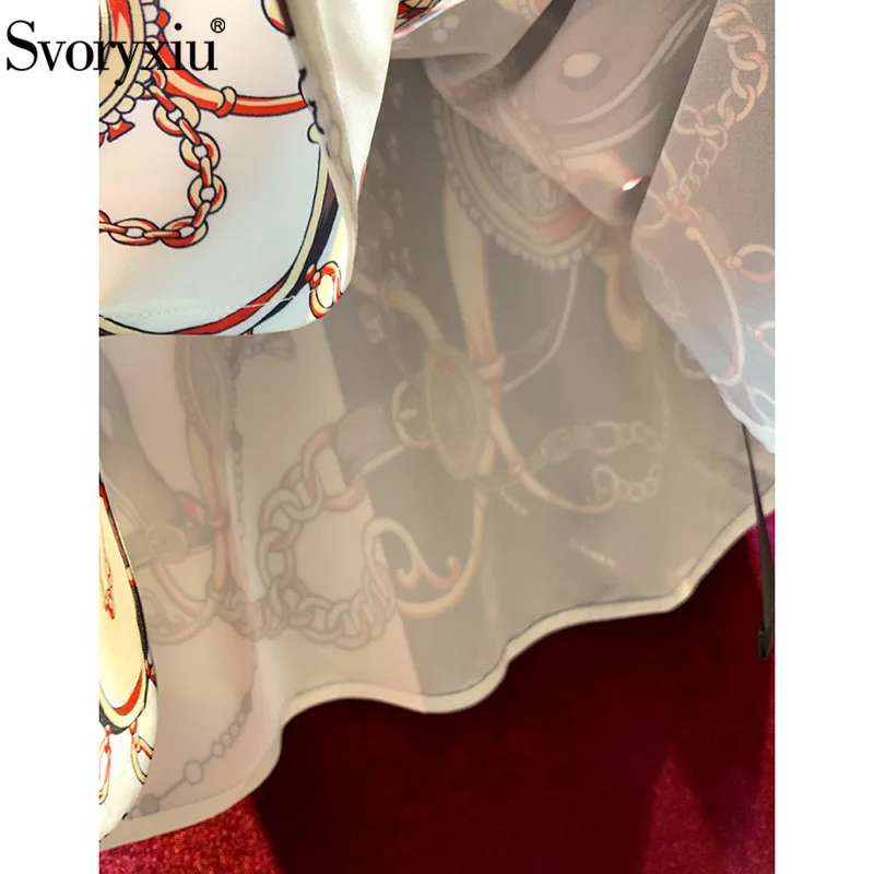 Svoryxiu Мода для подиума летние платье Для женщин с коротким рукавом и оборками Винтаж печатных свободное платье vestdios