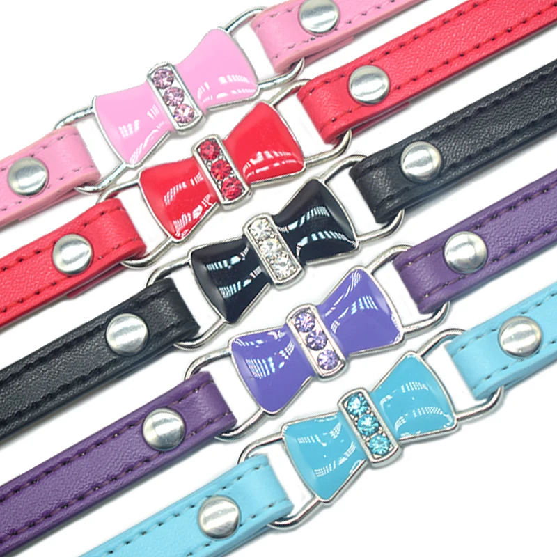 Милый галстук бабочка для кошек маленьких Регулируемый Яркий Ошейник Стразы