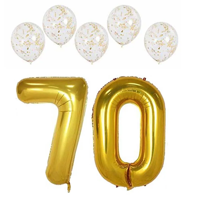 number 70 Золотые шары с цифрами для 16 18 20 21 30 40 50 60 70 80 лет для взрослых День Рождения Вечеринка юбилей украшения фон подарок - Цвет: number 70