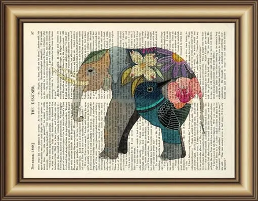 Слон винтажный словарь Картина на холсте фрукты настенный постер печать картин