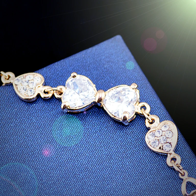 2017 новая мода циркон AAA сердце браслет с бантами ручной аксессуар брендовые