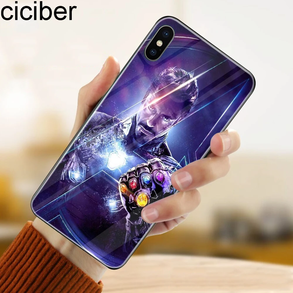 Ciciber Marvel Железный человек для iPhone 11 Pro Max X XR XS MAX 7 8 6 6S Plus стеклянные чехлы задняя крышка для samsung Galaxy S10e S10 S10