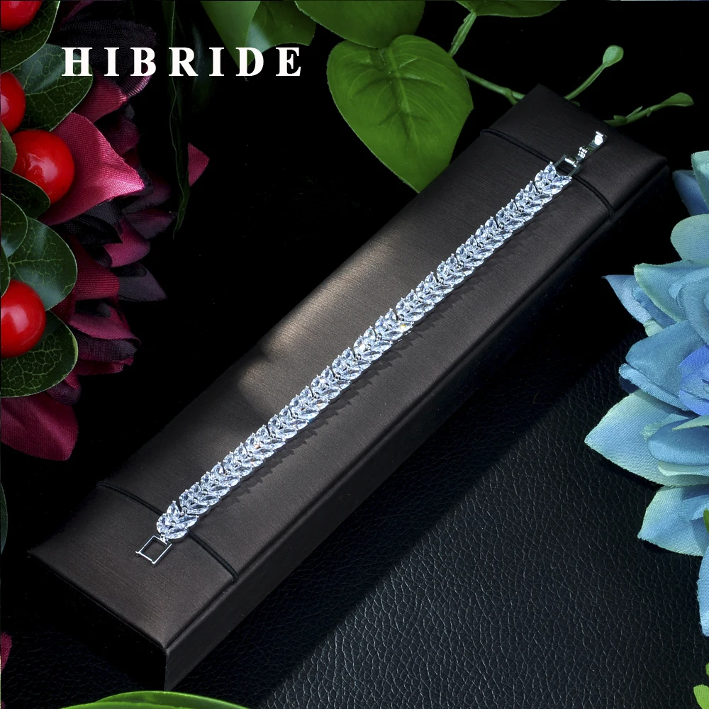 

HIBRIDE JEWELRY Brand New Design AAA Cubic Zircon Wedding Bracelets& Bangles White Color Luxury Women Jewelry, B-004