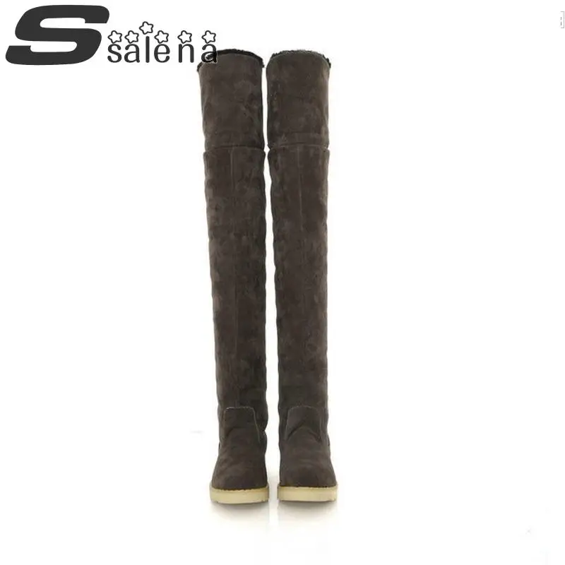 Новые женские зимние сапоги модные сапоги-ботфорты удобные вельветовые на