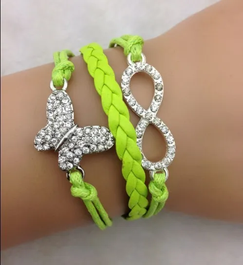 3 шт. бесконечности браслет ручной работы металл очарование кожаный модные jewerlly и