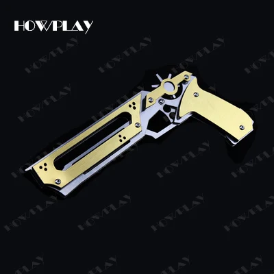 SY-gold HowPlay игрушечный пистолет с резиновой лентой Металлический Игрушечный Пистолет деревянная ручка цвет нержавеющая сталь 6 всплесков стреляет оружие игрушка для детей мальчик - Цвет: SY-gold
