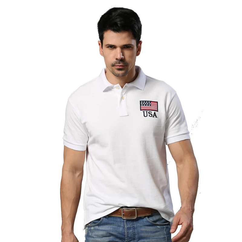 Мужская хлопковая рубашка-поло однотонная Повседневная с флагом Великобритании