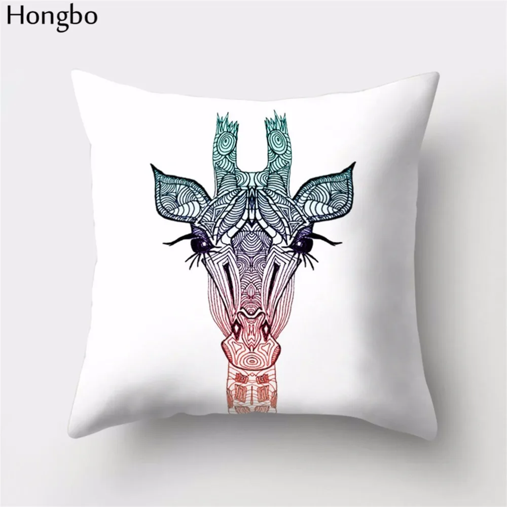 Hongbo 1 шт. домашний декор винтажный Рождественский Чехол на подушку Лось слон Лев Жираф змея сад наволочка с единорогом чехол