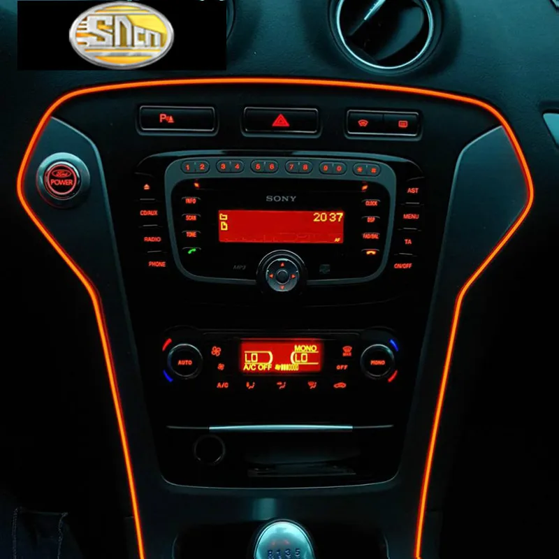 Гибкая неоновая Светодиодная лента для салона автомобиля Ford Focus Kuga Fiesta Ecosport Edge