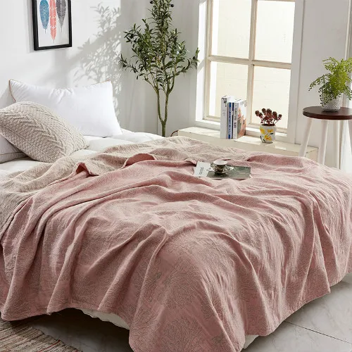 pink IDouillet мягкое удобное муслиновое одеяло из хлопка для взрослых и детей ясельного возраста, летнее одеяло, покрывало для кровати, 150x200 см, полный размер 200x230 см - Цвет: pink