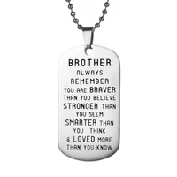 inspirational brother gifts always remember you are braver stainless steel dog tag pendant chain necklace family friends jewelry