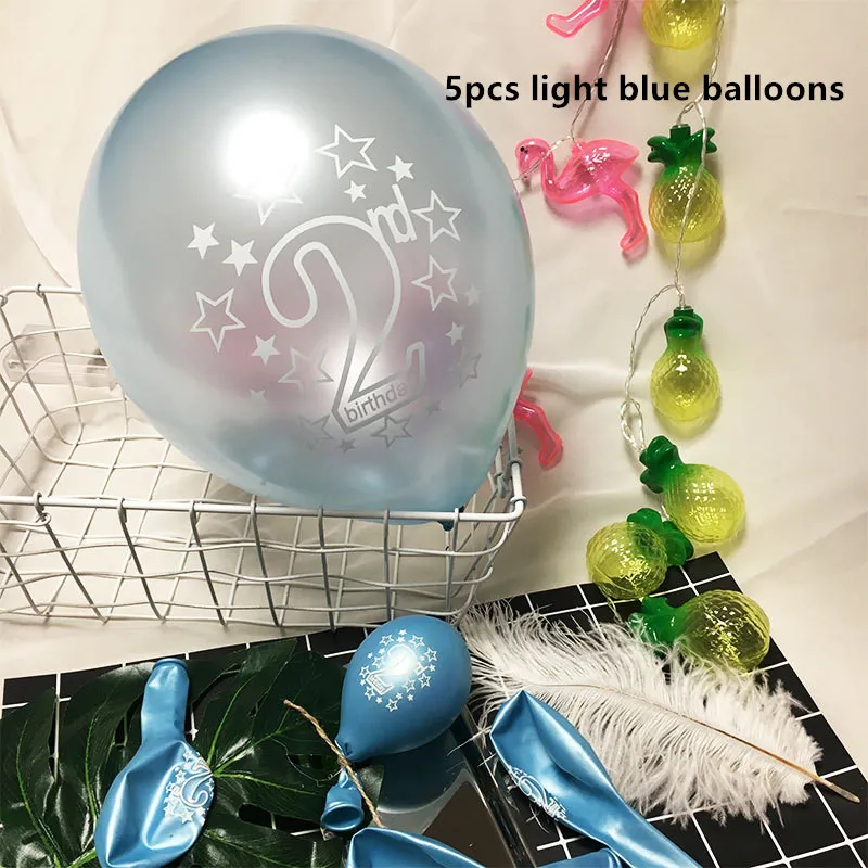 5pcs light blue 15 шт./компл. 2nd звезды жемчужные латексные шары воздушные шары с конфетти для маленьких мальчиков и девочек до 2 лет День рождения Юбилей украшения - Цвет: 5pcs light blue