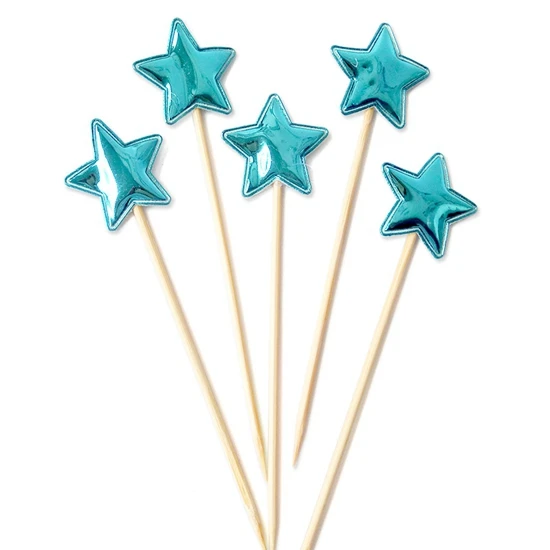 5pcs blue Stars 5 шт. из искусственной кожи Сердце Звезда Корона Микки голова торт Топпер для с изображением пирожного на день рожденья Детские флажки для душа вечерние свадебные украшения - Цвет: 5pcs blue Stars