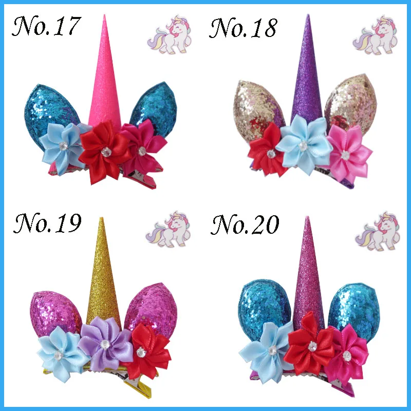 

20 BLESSING Girl Popular 2.5" B- Unicorn Clip Little Pony Rainbow Spangle Flash