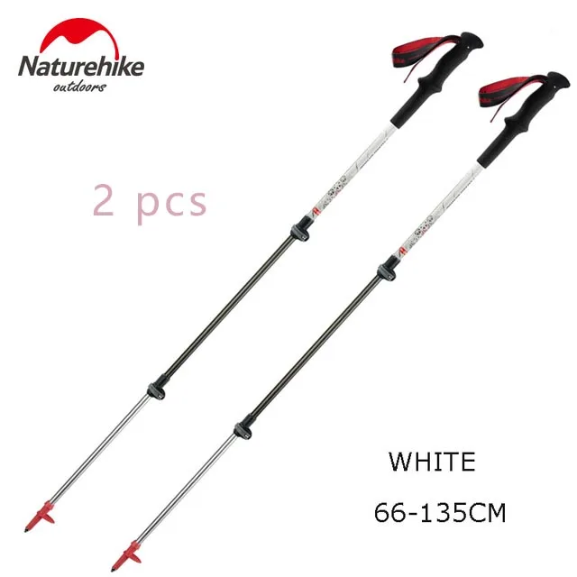 2 pcs white Naturehike карбоновое волокно+ алюминиевый сплав Трость для ходьбы полюс легкий Кемпинг Треккинг полюс трость для пеших прогулок около 185 г/шт - Цвет: 2 pcs white