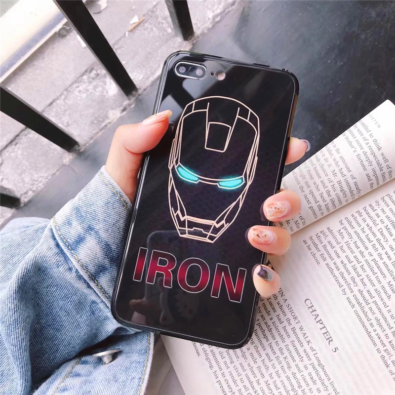 Чехол из закаленного стекла Arvin Marvel DC для iPhone XR XS MAX 8 7 6S Plus 7Plus 8Plus Coque с логотипом Ironman Batman, чехол для телефона Capinha