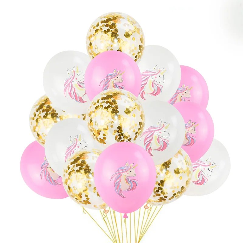 B12 15 pcs с днем рождения воздушные шары в форме единорога Единорог детский праздничный костюм Baby Shower детский день латекс декоративные воздушные шары - Цвет: B12