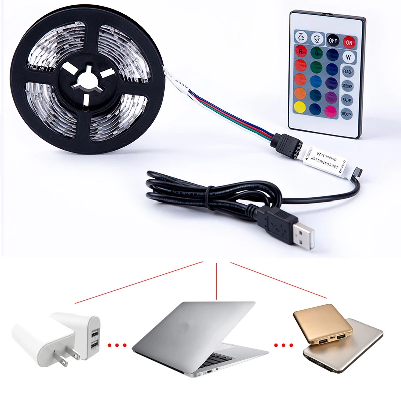 DC 5 в USB RGB светодиодный SMD 3528 Гибкий Светильник лампы светодиодный светильник ТВ фон светильник ing клейкая лента 50 см 1 м 2 м 3 м 4 м 5 м