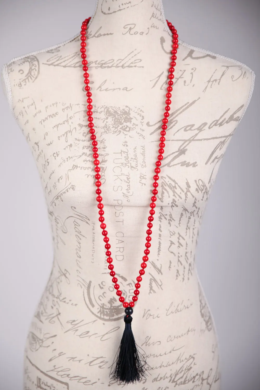 Красное ожерелье для мамы модель 108 искусственное медитация бусины ювелирные