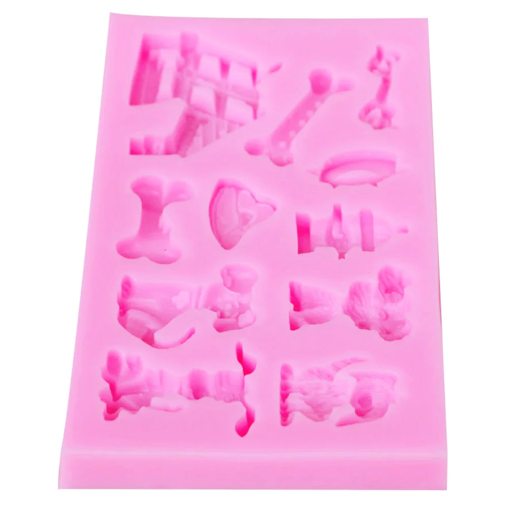10PCS/SET M385 Cute Dog House Silicone Mold Fondant Bone Cake Decorating Tool Candy Baking Chocolate Gumpaste Mould10.2*6*1CM | Дом и сад