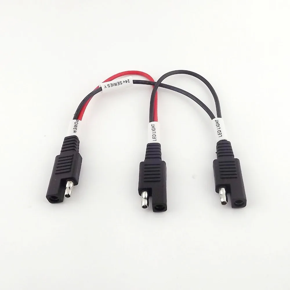 1x Battery DC Power SAE Y Splitter Automotive Connector Cable SAE 1 to 2 Male to Female Cable 18AWG