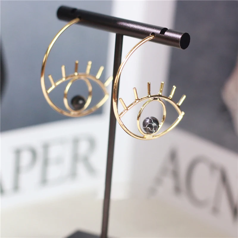 Минималистичные мраморные металлические серьги-гвоздики для ресниц женские