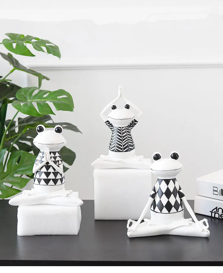 1PC Nordic Resin Yoga Frog Decoration Home Accessories Creative Living Room TV Cabinet Children Gift JL 268 | Дом и сад