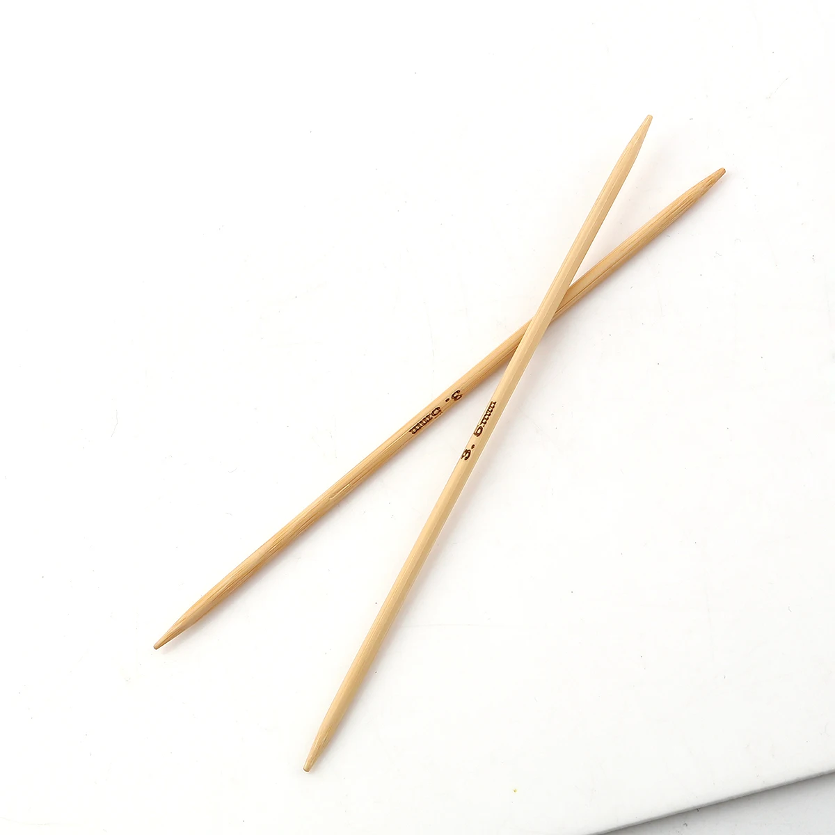 DoreenBeads(US4 3,5 мм) Бамбуковые Спицы с двойным острым носком натуральный цвет ручной шарф с шитьем сумка 15 см(5 7/") длинный, 2 шт