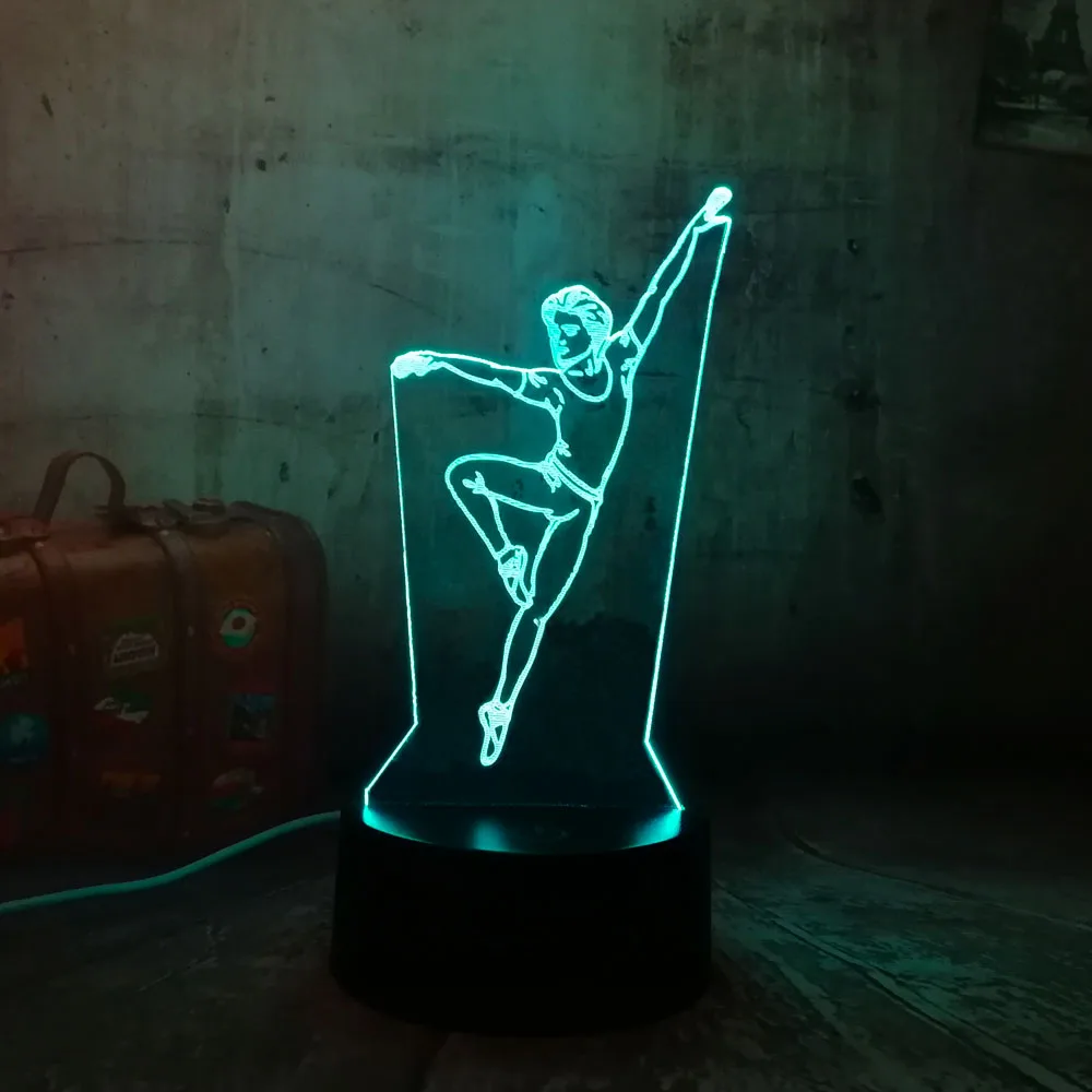 Светодиодный светильник танцор акриловый 3D RGB необычный ночной Светильник USB Сенсорное управление настольная лампа красивый подарок для детской комнаты домашний декор