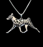 wholesale cartoon boho chic alloy basenji dog necklace doberman pinscher pendant jewelry golden colors plated 12pcslot